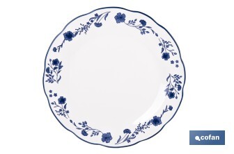 Vajilla de porcelana con flores azules | Set de 18 piezas | Adecuado para 6 personas | Apta para lavavajillas, microondas y horno - Cofan