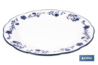 Vajilla de porcelana con flores azules | Set de 18 piezas | Adecuado para 6 personas | Apta para lavavajillas, microondas y horno - Cofan