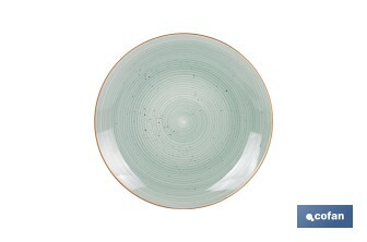 Vajilla de cerámica verde agua pintada a mano | Set de 16 piezas | Apta para lavavajillas, microondas y horno - Cofan