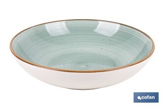 Vajilla de cerámica verde agua pintada a mano | Set de 16 piezas | Apta para lavavajillas, microondas y horno - Cofan