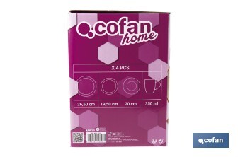 Vajilla de cerámica color beige pintada a mano | Set de 16 piezas | Apta para lavavajillas, microondas y horno - Cofan