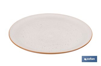Vajilla de cerámica color beige pintada a mano | Set de 16 piezas | Apta para lavavajillas, microondas y horno - Cofan