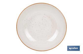 Vajilla de cerámica color beige pintada a mano | Set de 16 piezas | Apta para lavavajillas, microondas y horno - Cofan