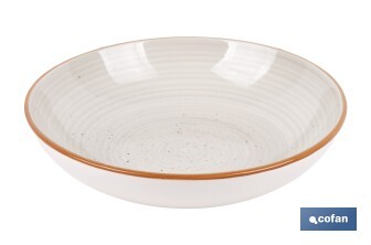 Vajilla de cerámica color beige pintada a mano | Set de 16 piezas | Apta para lavavajillas, microondas y horno - Cofan