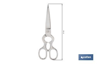 Tijeras de pescado | Adecuadas para uso profesional | Hojas de acero inoxidable | Longitud: 21 cm | Ideales para corte preciso de alimentos - Cofan