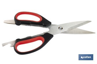 Tijeras de cocina multiusos con mango antideslizante | Hojas de acero inoxidable | Longitud: 21,5 cm | Perfectas para cortar, partir nueces y abrir botellas - Cofan