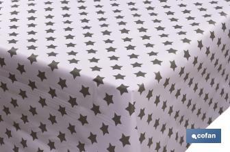 Rollo de hule | Mantel de PVC | Diseño con estrellas | Blanco y gris | Medidas: 1,40 x 25 m - Cofan