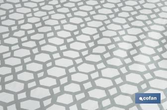 Rotolo di cerata antimacchia con stampe digitali con motivo esagonale | 50% cotone e 50% PVC | Dimensioni: 1,40 x 25 m - Cofan