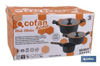 Batterie de cuisine Full Induction | 3 Pièces | Aluminium Fondu - Cofan