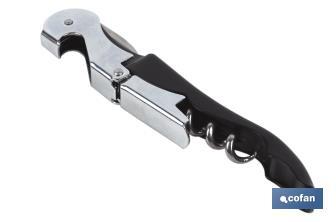 Professional corkscrew with foil cutter | Double-levered corkscrew | Stainless steel and polypropylene - Cofan