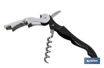 Professional corkscrew with foil cutter | Double-levered corkscrew | Stainless steel and polypropylene - Cofan