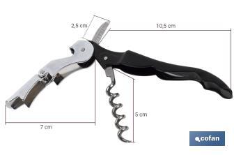 Tire-bouchon professionnel avec canif coupe-capsule | Système à double point d'appui | Acier inoxydable et polypropylène - Cofan