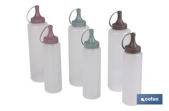 Bouteille huilier | Modèle Albahaca | Bouteille pour Sauces ou Huiles | Bouteille Exprimable en Plastique | Couleur rose poudré - Cofan