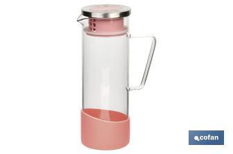 Brocca di vetro borosilicato | Capacità: 1300 ml | Vari colori | Dimensioni: 27,5 x 16,5 x Ø10 cm - Cofan