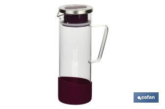 Brocca di vetro borosilicato | Capacità: 1300 ml | Vari colori | Dimensioni: 27,5 x 16,5 x Ø10 cm - Cofan