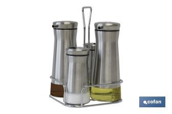 Cruet set of 4 pieces | 2-piece capacity of 230ml and 2-piece capacity of 120ml | Staineless Steel - Cofan