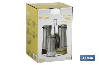 Cruet set of 4 pieces | 2-piece capacity of 230ml and 2-piece capacity of 120ml | Staineless Steel - Cofan