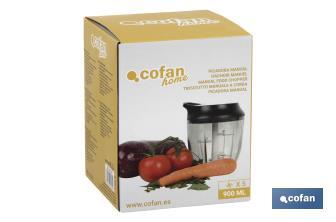 Hachoir Manuel d'aliments | Comprend Couvercle et l'Accessoire Fouet | Capacité de 900 ml - Cofan