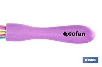 Polypropylene manual whisk | Vergini Model | Purple handle and multicoloured balloon whisk | 25cm in length - Cofan