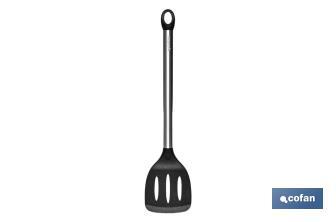 Paleta de cozinha com fenda Modelo Neige I Silicone com cabo de aço inox I Medida 35 cm | Resistente até 220ºC - Cofan