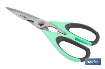 Multipurpose Scissors | Stainless Steel | Sena Model | Light green and purple | 22cm in length - Cofan