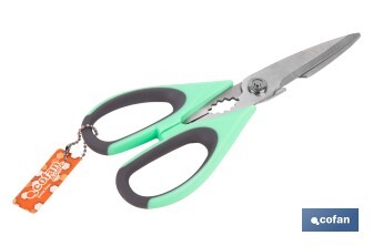 Ciseaux Multi-usages | Fabriqués en Acier Inox. | Modèle Sena | Couleur Vert Clair ou Violet | Longueur 22 cm - Cofan