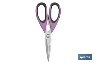 Ciseaux Multi-usages | Fabriqués en Acier Inox. | Modèle Sena | Couleur Vert Clair ou Violet | Longueur 22 cm - Cofan