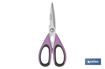 Ciseaux Multi-usages | Fabriqués en Acier Inox. | Modèle Sena | Couleur Vert Clair ou Violet | Longueur 22 cm - Cofan