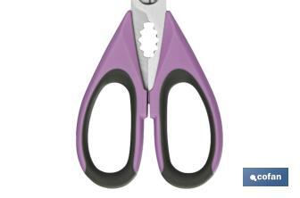 Multipurpose Scissors | Stainless Steel | Sena Model | Light green and purple | 22cm in length - Cofan