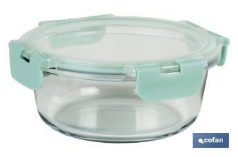 Set of 2 round borosilicate glass food containers, Agatha Model | 620-950ml Capacity - Cofan
