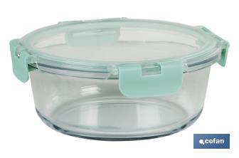 Set of 2 round borosilicate glass food containers, Agatha Model | 620-950ml Capacity - Cofan