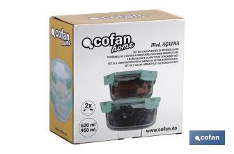 Set de 2 Fiambreras Redondas de Borosilicato con goma de silicona | Capacidad 620-950 ml - Cofan