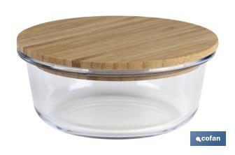 Set of 2 round borosilicate glass food containers | Bambú Model | Bamboo lid | 620-950ml Capacity - Cofan