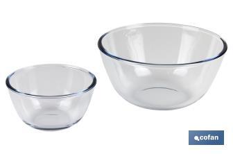 Set of 2 borosilicate glass round bowls, Baritina Model | 800ml-2,700ml capacity | Two bowls of different sizes - Cofan