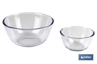 Set de 2 Ensaladeras redondas de borosilicato Modelo Baritina I Capacidad: 800 ml - 2700 ml | Dos boles con diferentes medidas - Cofan