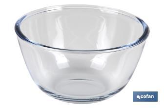 Set of 2 borosilicate glass round bowls, Baritina Model | 800ml-2,700ml capacity | Two bowls of different sizes - Cofan