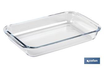 Set de 3 Plats Rectangulaires en Borosilicate | Modèle Baritina | Capacité : 1600 ml - 2200 ml - 3000 ml - Cofan