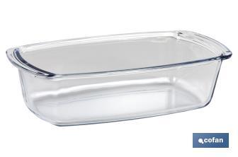 Oval borosilicate glass baking dish, Baritina Model | 1,800ml Capacity | Weight: 800g - Cofan