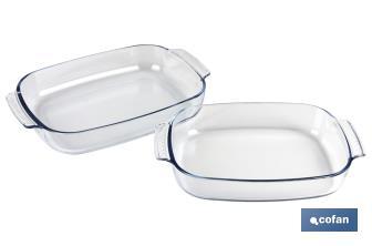 Set de 2 Plats Ovales Modèle Baritina | Fabriqués en Verre Borosilicate | Capacité : 2700 ml - 3800 ml - Cofan