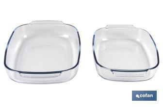 Set of 2 oval borosilicate glass baking dish, Baritina Model | 2,700-3,800ml Capacity - Cofan