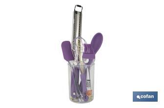 Set of 6 purple baking utensils, Vergini-range model  - Cofan
