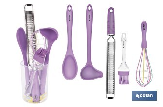 Set of 6 purple baking utensils, Vergini-range model  - Cofan