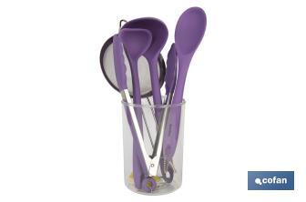 Set of 6 purple kitchen utensils, Vergini-range model  - Cofan