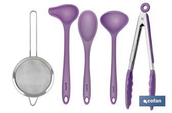 Set of 6 purple kitchen utensils, Vergini-range model  - Cofan