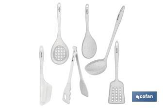 Lot de 7 ustensiles blancs pour la cuisine de la gamme Bach - Cofan