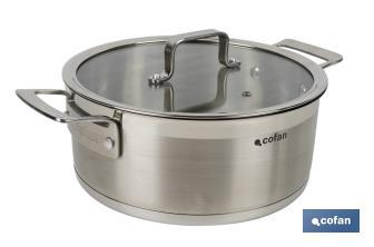 Stainless-steel pots | Available in different capacities | Lid included | Cadenza Model - Cofan