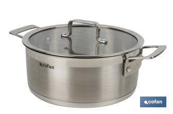 Stainless-steel pots | Available in different capacities | Lid included | Cadenza Model - Cofan