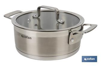 Stainless-steel pots | Available in different capacities | Lid included | Cadenza Model - Cofan