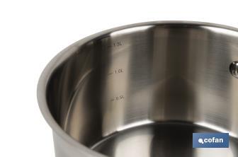 Stainless-steel saucepan | Capacity: 1.7 litres | Lid included | Cadenza Model - Cofan