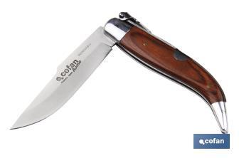 Classic clip point pocket knife | Blade size: 8cm | Stainless-steel blade | Pressed wood handle | Brown - Cofan